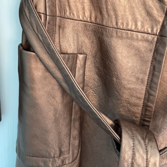 BCBGMaxAzria Leather Metallic Coat Size 4 - Picture 5 of 11